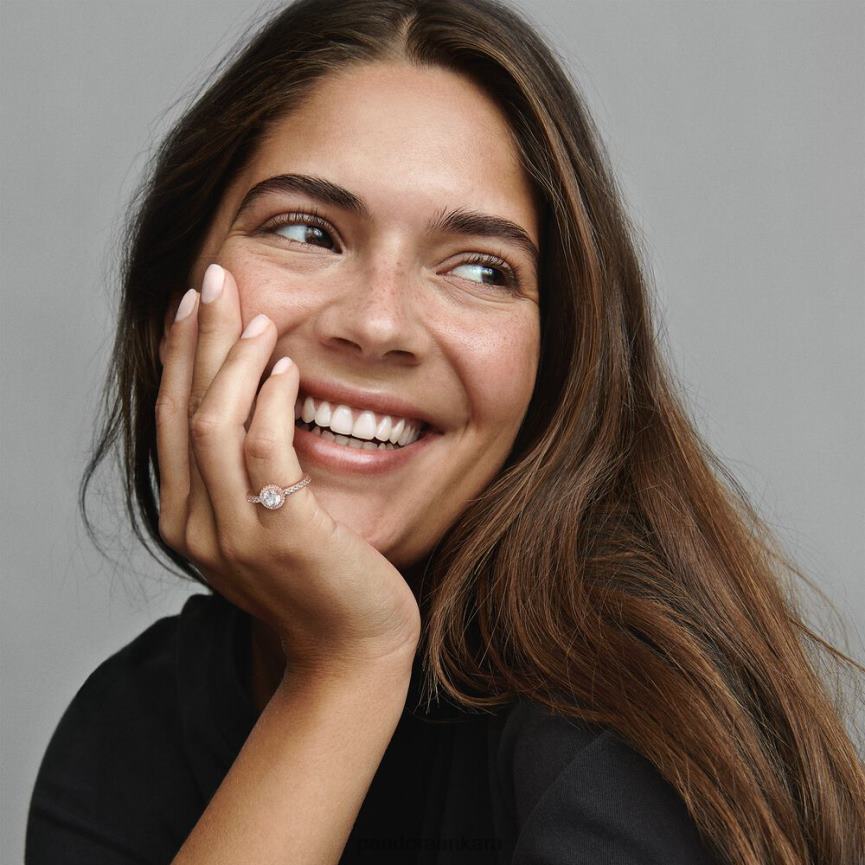 klasik ışıltılı ışık halkası 82N8H546 Pandora Gül Altın Kaplama