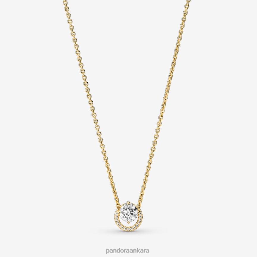 köpüklü yuvarlak halo kolye collier kolye 82N8H792 Pandora altın kaplama