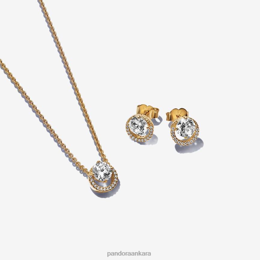 köpüklü yuvarlak halo takı hediye seti 82N8H802 Pandora standart renk