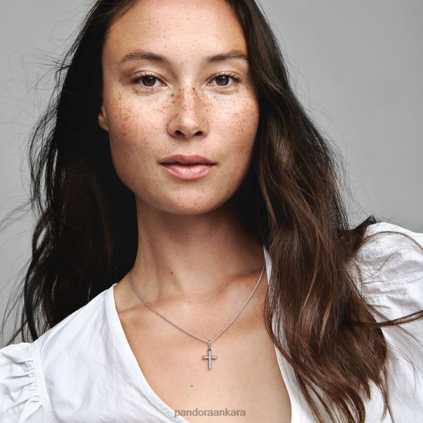 köpüklü çapraz kolye 82N8H810 Pandora som gümüş