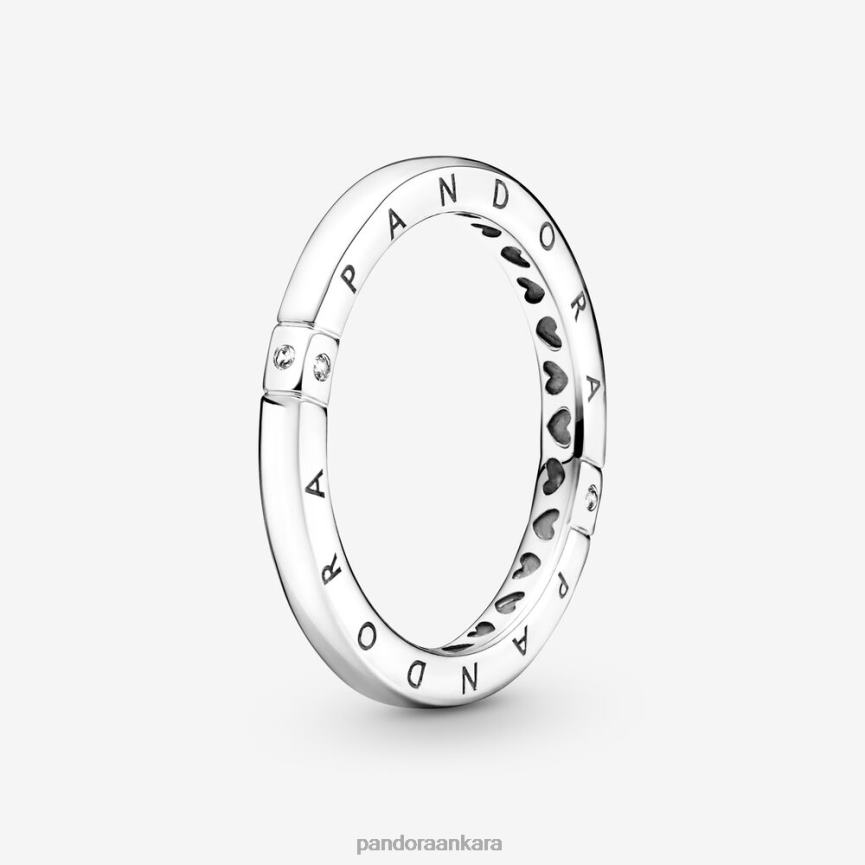 logo ve kalp yüzük 82N8H628 Pandora som gümüş