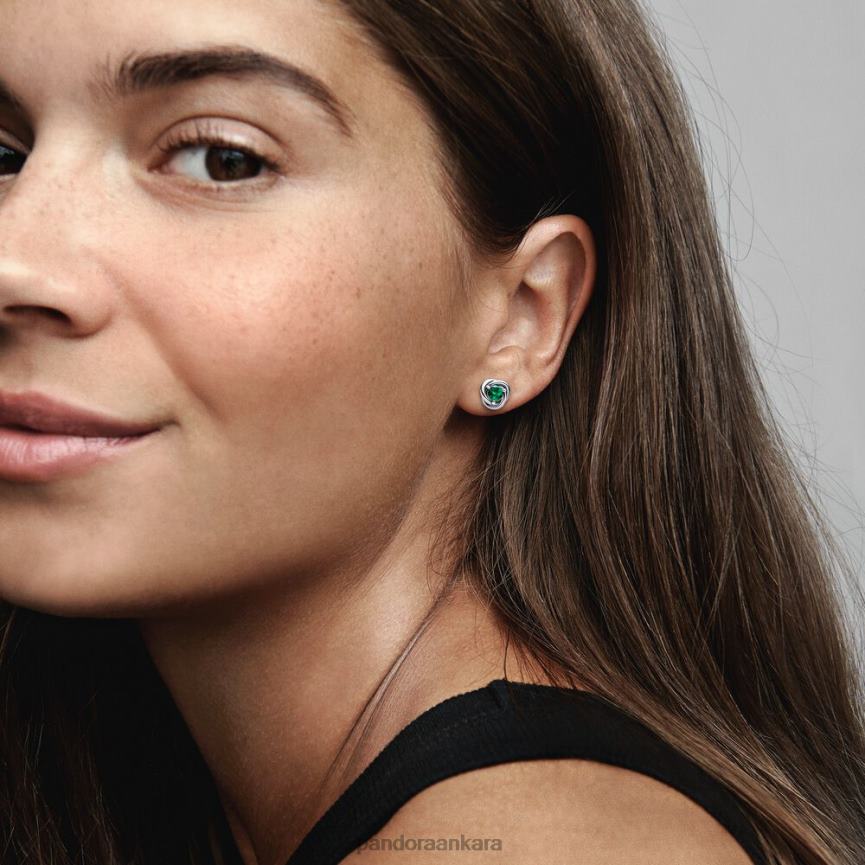 mayıs burç taşı sonsuzluk çemberi saplama küpeler 82N8H948 Pandora som gümüş