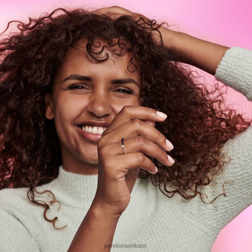 me pave  çift halka 82N8H620 Pandora pembe altın kaplama/siyah