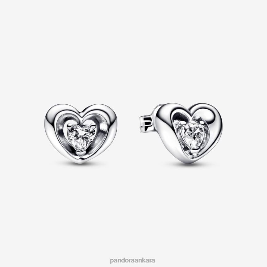 parlak kalpli ve yüzen taşlı saplama küpeler 82N8H944 Pandora som gümüş