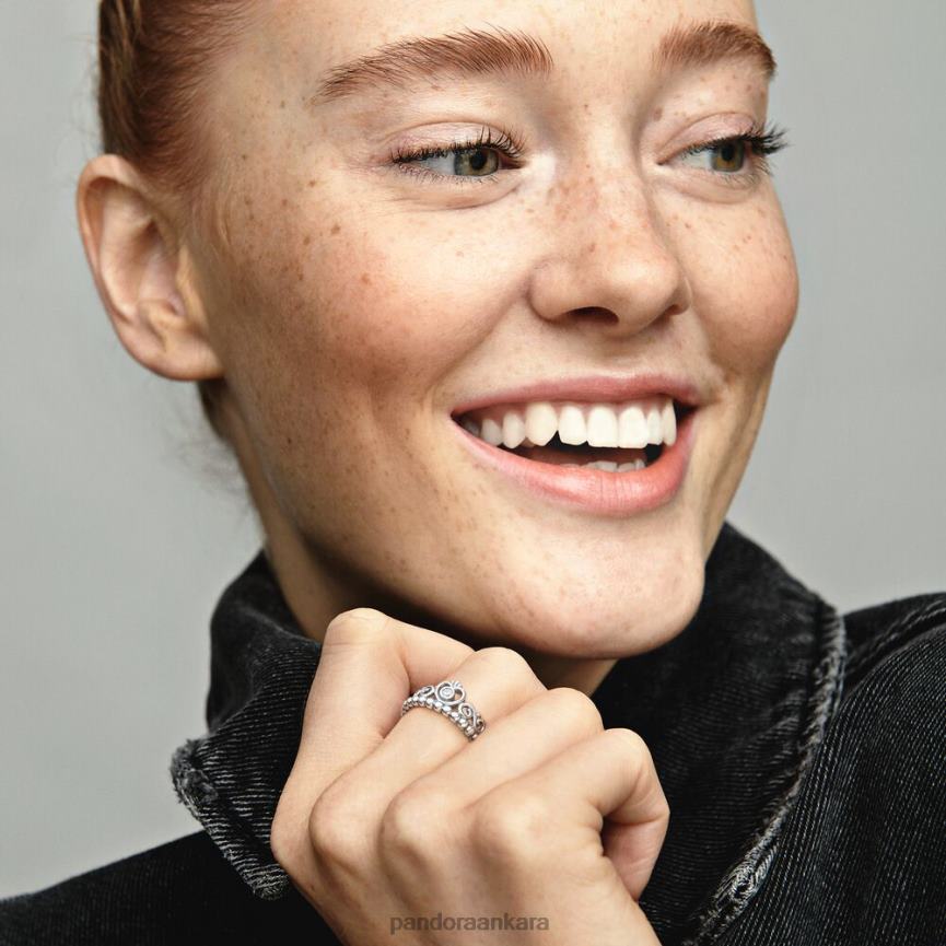prenses taç taç yüzüğü 82N8H516 Pandora som gümüş