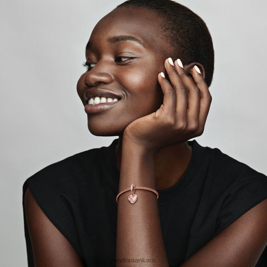 seni seviyorum sonsuzluk kalp dangle çekicilik 82N8H154 Pandora Gül Altın Kaplama