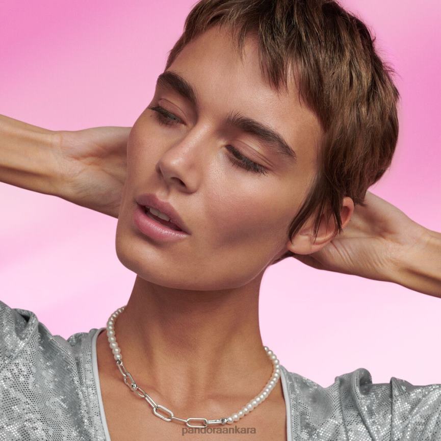 tatlı su kültürlü inci kolyeyi tedavi ettim 82N8H720 Pandora som gümüş