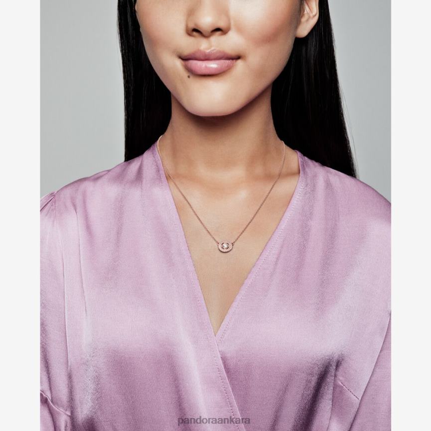 vintage daire collier kolye 82N8H724 Pandora Gül Altın Kaplama