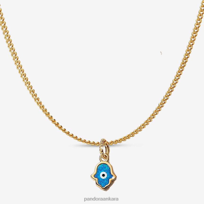 yanardöner hamsa el çekicilik kolye kolye seti 82N8H760 Pandora standart renk/mavi
