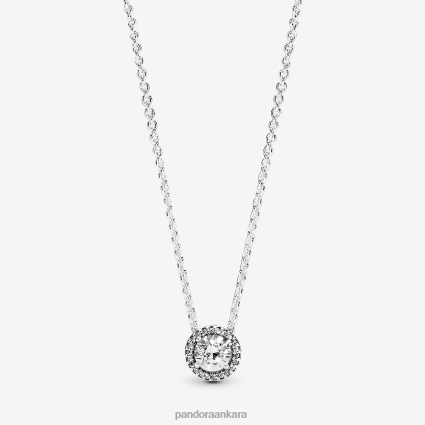 yuvarlak ışıltılı halo kolye 82N8H705 Pandora som gümüş