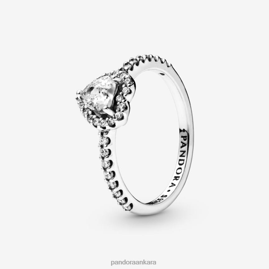 yükseltilmiş kalp halkası 82N8H487 Pandora som gümüş