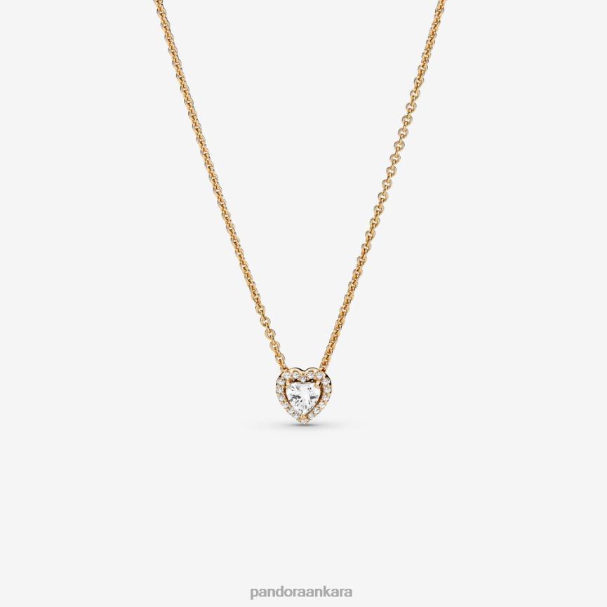 yükseltilmiş kalpli kolye ve küpe seti 82N8H778 Pandora iki ton