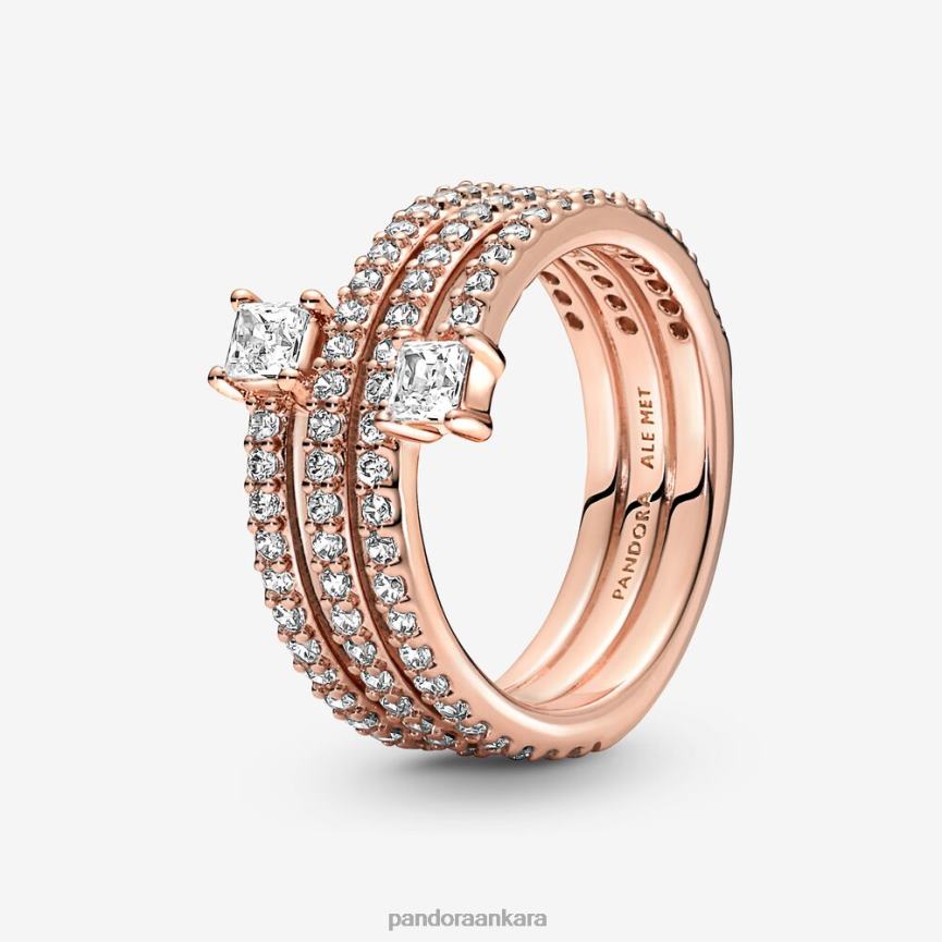 üçlü spiral halka 82N8H664 Pandora Gül Altın Kaplama