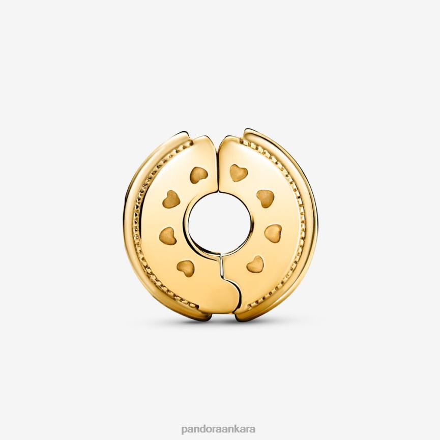 ışıltılı döşeme çizgileri ve logo klipsi çekiciliği 82N8H19 Pandora altın kaplama