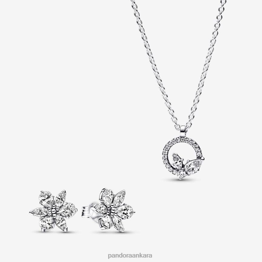 ışıltılı herbaryum daire ve küme kolye ve küpe seti 82N8H777 Pandora standart renk