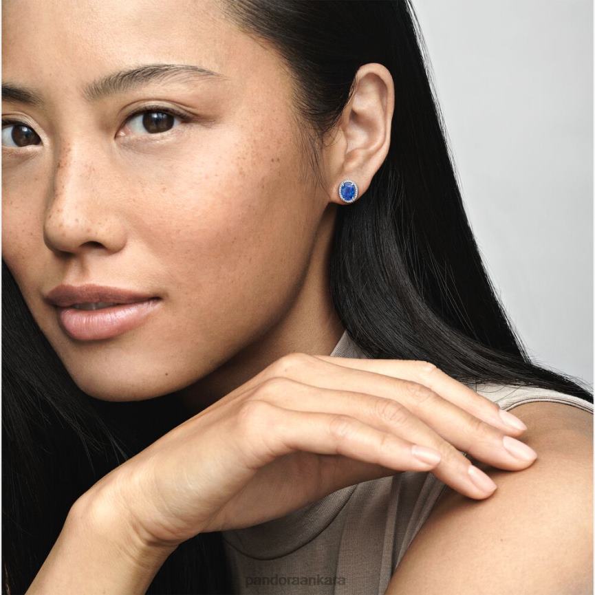 ışıltılı ifade halo saplama küpeler 82N8H929 Pandora som gümüş