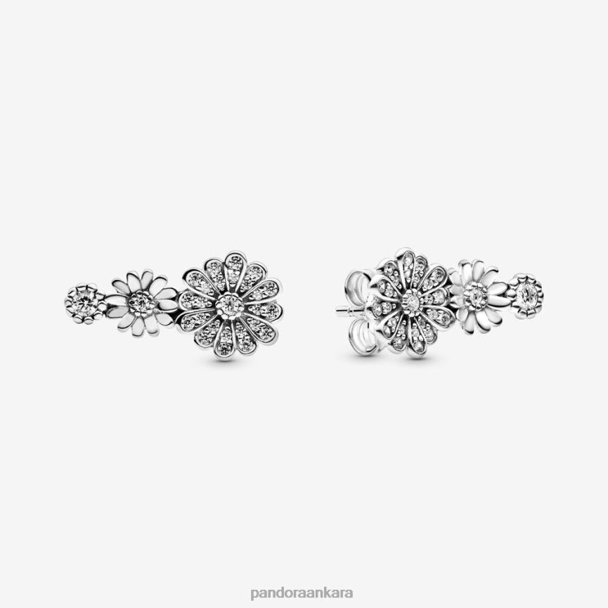 ışıltılı papatya çiçeği üçlüsü küpe 82N8H880 Pandora som gümüş