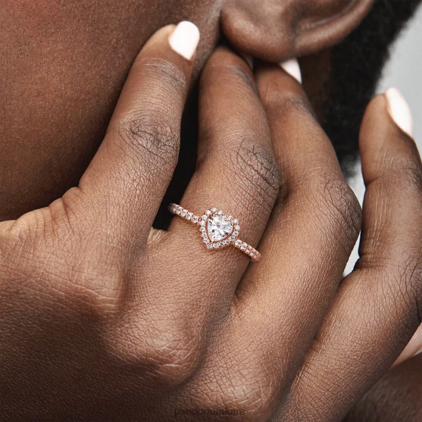 ışıltılı yükseltilmiş kalp halkası 82N8H488 Pandora Gül Altın Kaplama