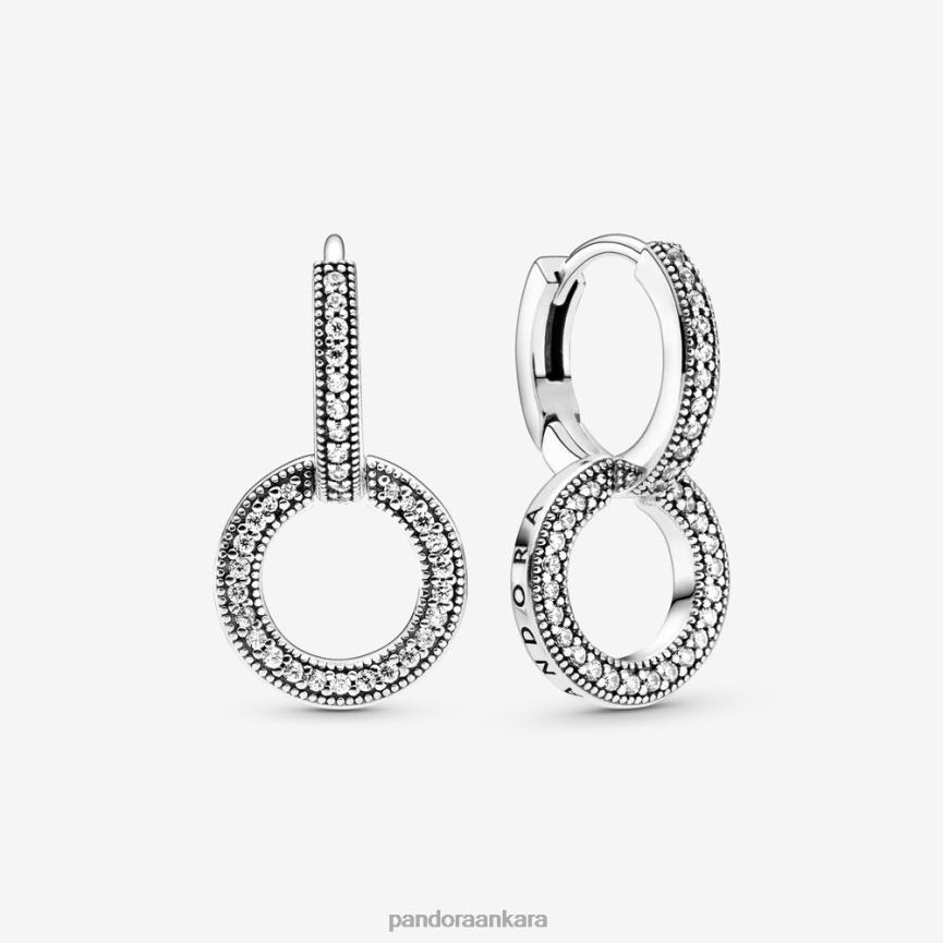 ışıltılı çift halka küpe 82N8H850 Pandora som gümüş